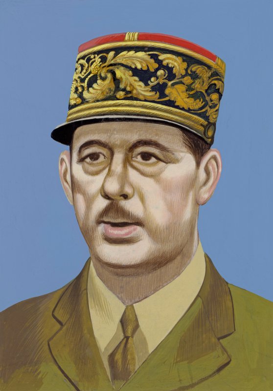Charles De Gaulle portréja (gouache, papír) alkotó: Ron Embleton