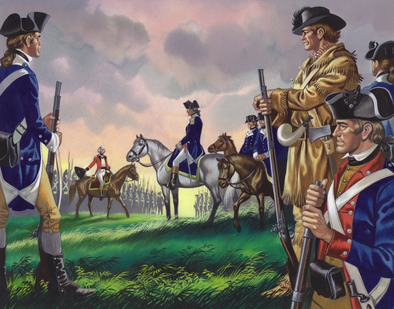 Cornwallis tábornok megadása az amerikai parancsnoknak a virginiai Yorktownban, 1781. október 19-én () (gouache, papír) alkotó: Ron Embleton
