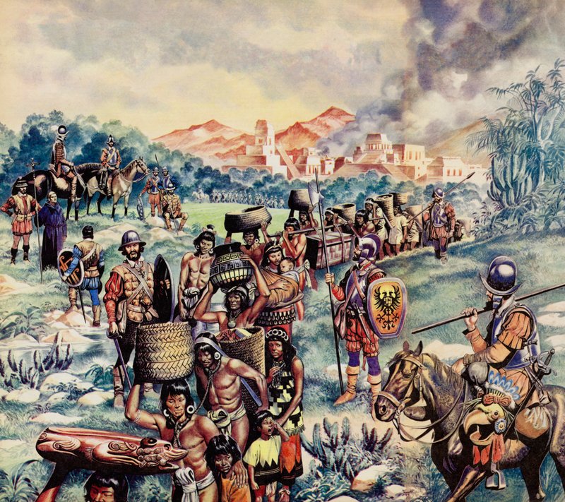 Mexikó spanyol meghódítása (színes litográfia) alkotó: Ron Embleton