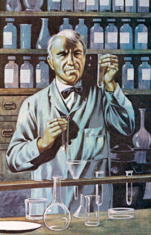 Thomas Alva Edison, amerikai feltaláló és üzletember (színes litográfia) alkotó: Ron Embleton