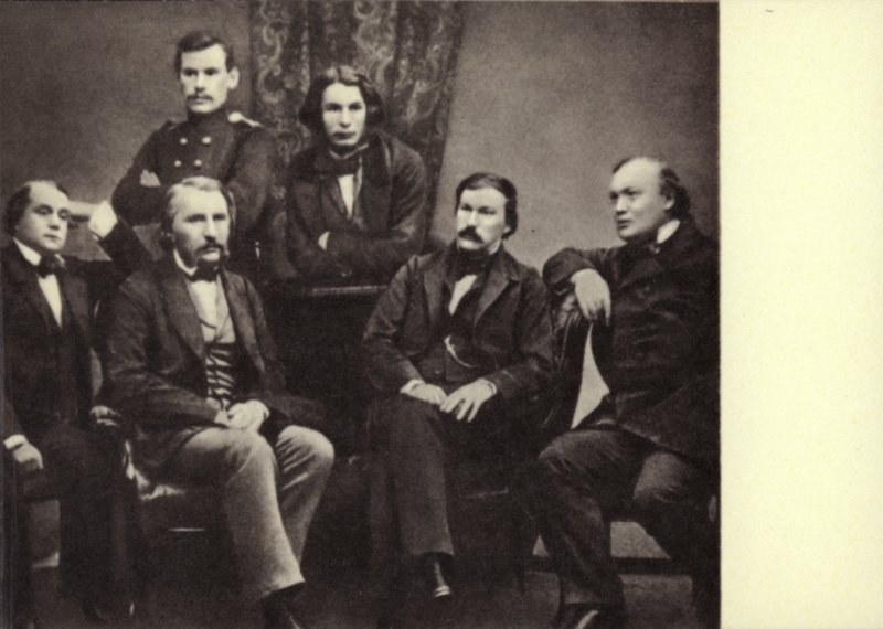 L N Tolsztoj a "Sovremennik" magazin íróival-közreműködőivel, Peterburg alkotó: Russian Photographer