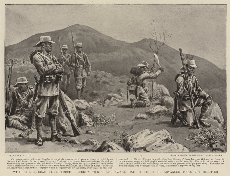A Kurram Field Force, Gurkha Picket a Dawaba-nál, az egyik legfejlettebb poszt eddig elfoglalt alkotó: S.T. Dadd