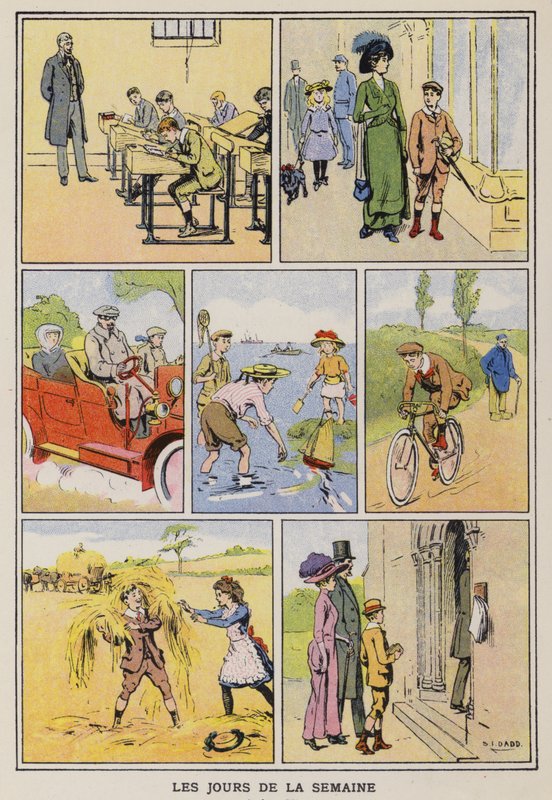 A hét napjai (chromolitho) alkotó: S.T. (after) Dadd