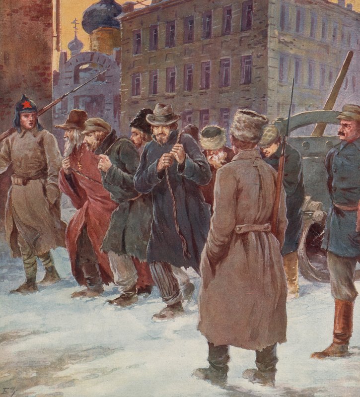 Szovjet utcai kényszermunka (színes litho) alkotó: S. Sarmat