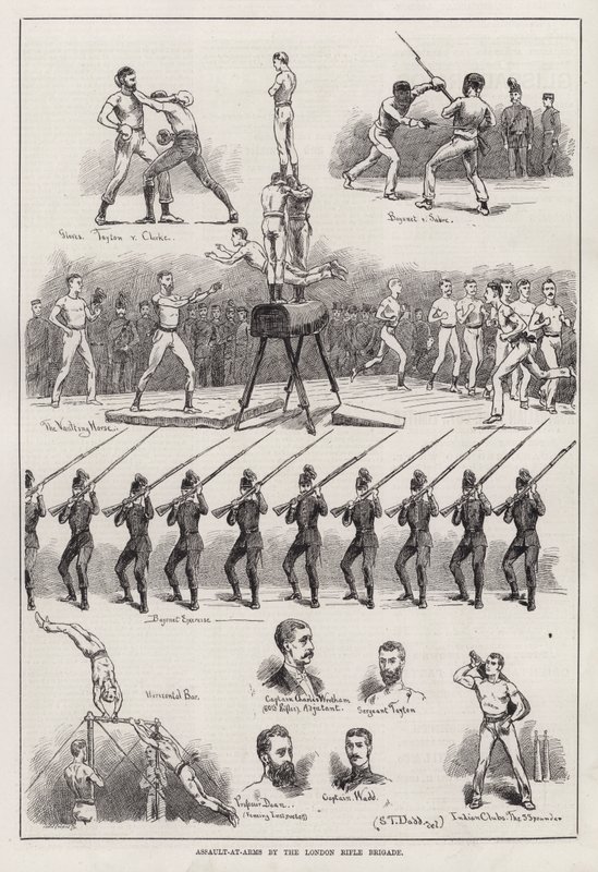 Assault-at-Arms a Londoni Lövészdandártól (metszet) alkotó: S. T. Dadd