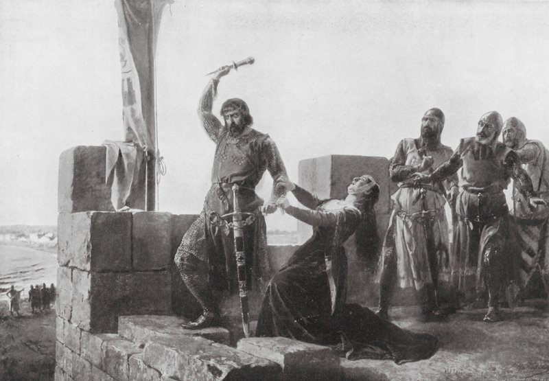 Alonso de Guzman tőrét dobja Don Juannak (litográfia) alkotó: Salvador (after) Martinez Cubells