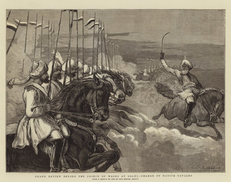 Nagy áttekintés a walesi herceg előtt Delhiben, a bennszülött lovasság parancsnoka alkotó: Samuel Edmund Waller