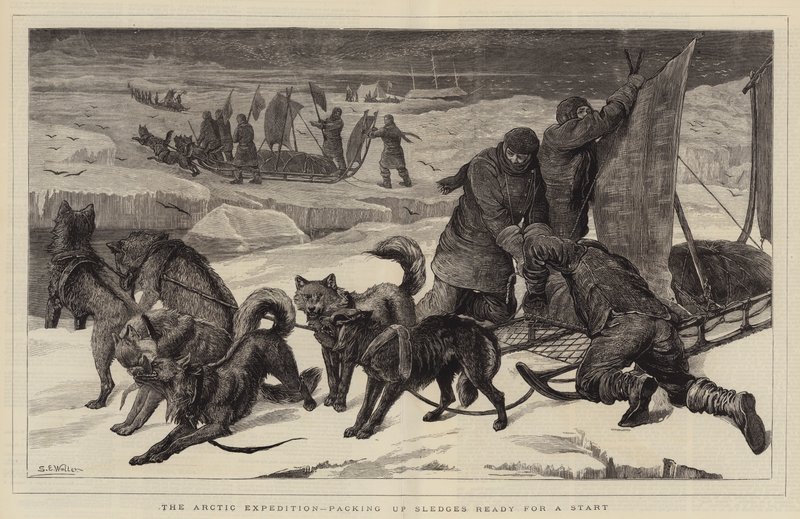 Az Arctic Expedition, indulásra kész szánkók összepakolása alkotó: Samuel Edmund Waller