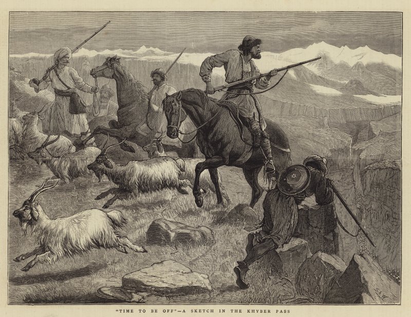 Ideje kikapcsolódni, egy vázlat a Khyber-hágóban alkotó: Samuel Edmund Waller