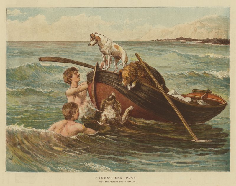 Fiatal tengeri kutyák (chromolitho) alkotó: Samuel Edmund Waller