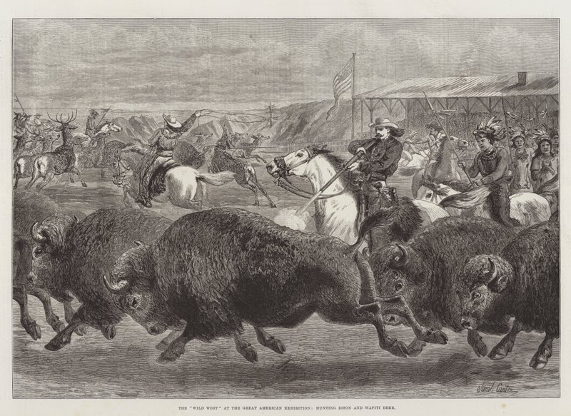 A vadnyugat a Nagy Amerikai Kiállításon, vadászat bölényre és wapiti szarvasra alkotó: Samuel John Carter
