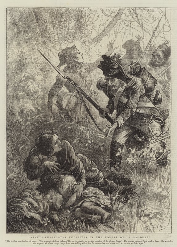 Kilencvenhárom, a szökevények La Saudraie erdőjében alkotó: Samuel Luke Fildes