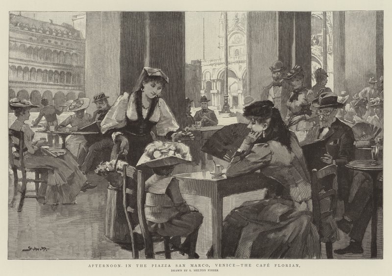 Délután a velencei Piazza San Marco-ban, a Florian kávézóban alkotó: Samuel Melton Fisher