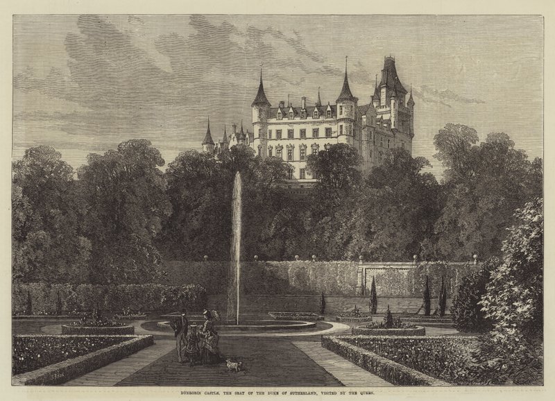 Dunrobin kastély, Sutherland hercegének székhelye, amelyet a királynő látogatott meg alkotó: Samuel Read