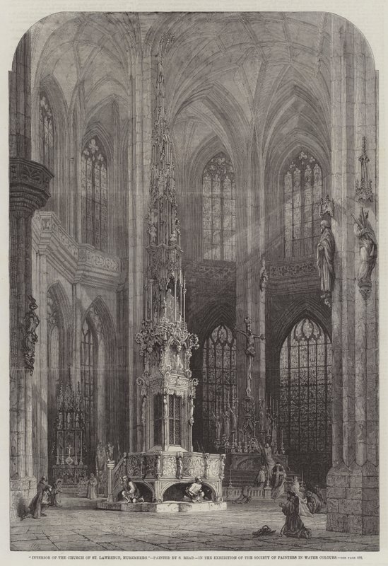 A Szent Lőrinc-templom belseje, Nürnberg alkotó: Samuel Read