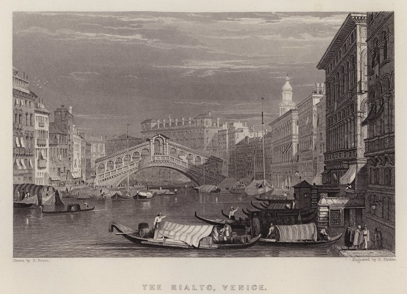 Rialto, Velence (színes litó) alkotó: Samuel (after) Prout