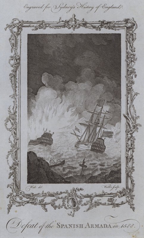 A spanyol Armada veresége 1588-ban (metszet) alkotó: Samuel (after) Wale