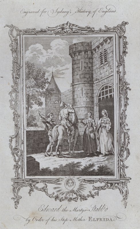 Edward, a mártír, akit mostohaanyja, Elfrida parancsára leszúrtak (metszet) alkotó: Samuel (after) Wale