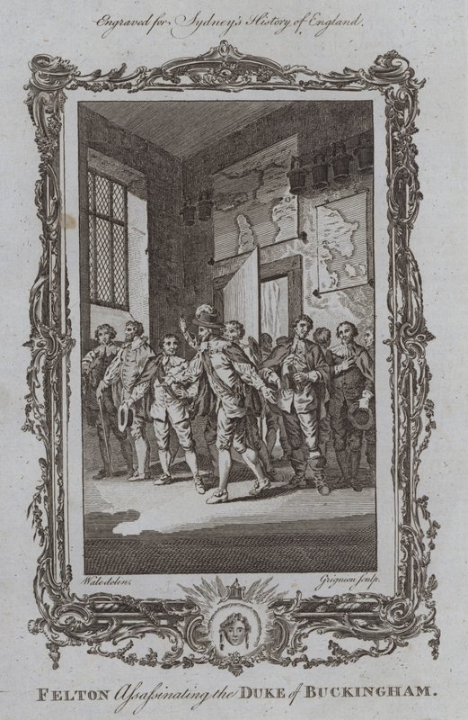 Felton meggyilkolja Buckingham hercegét (metszet) alkotó: Samuel (after) Wale