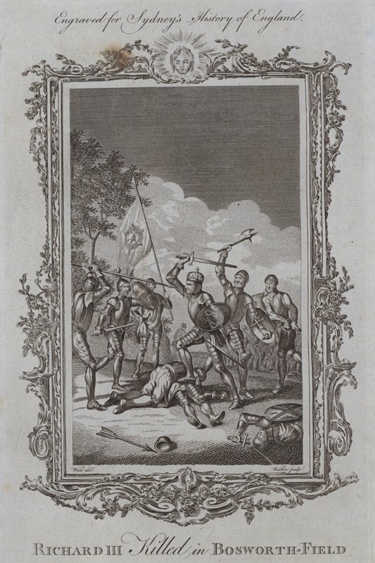 III. Richardot megölték Bosworth-Fieldben (metszet) alkotó: Samuel (after) Wale