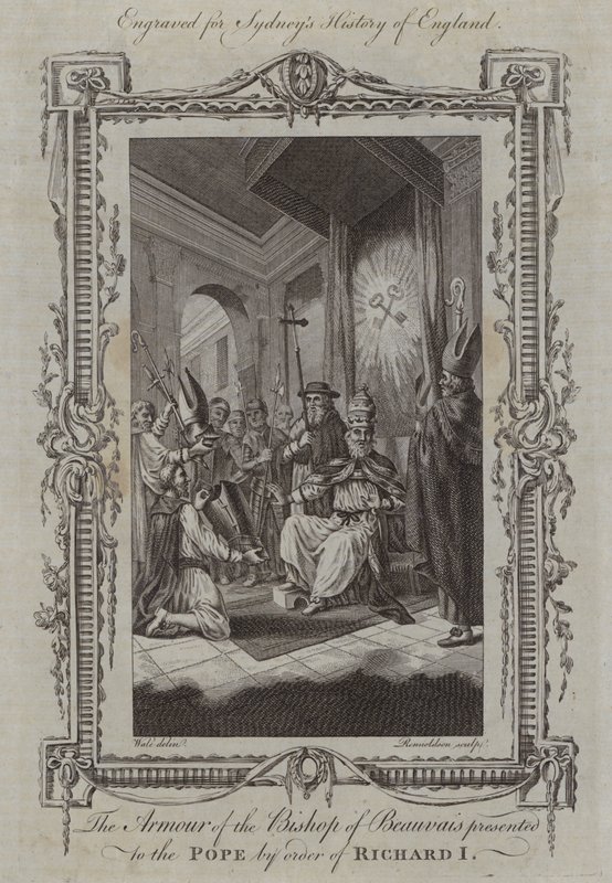 Beauvai püspök páncélját I. Richárd parancsára a pápának ajándékozták (metszet) alkotó: Samuel (after) Wale