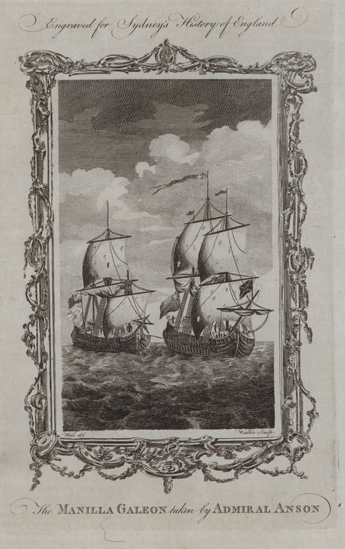 Anson admirális által készített Manilla Galeon (metszet) alkotó: Samuel (after) Wale