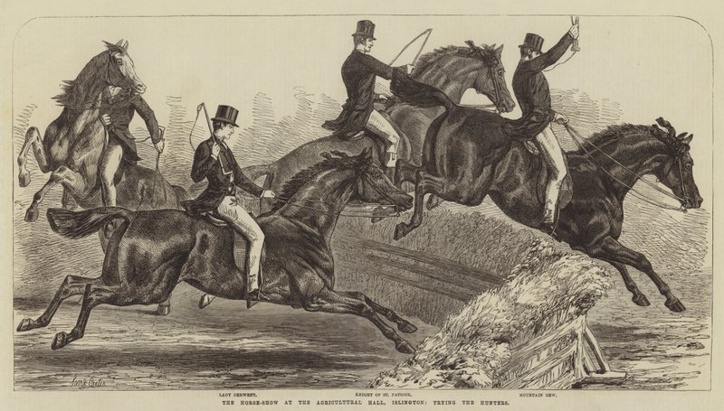 A Horse-Show az Agricultural Hallban, Islington, a Hunters kipróbálása alkotó: Samuel John Carter