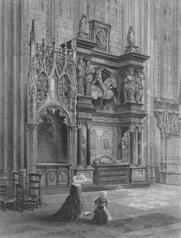 Louis de Breze sírja, roueni katedrális (metszet) alkotó: Samuel John Hodson