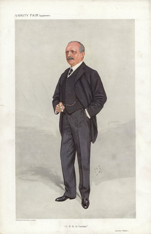 Archer Baker, C P R Európában, Vanity Fair rajzfilm (színes litho) alkotó: Samuel Luke (after) Fildes