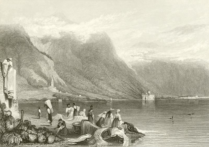 Chillon kastélya, Genfi-tó, Svájc alkotó: Samuel Prout