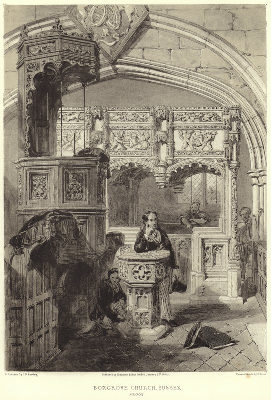 A Szent Mária és Szent Blaise templom belseje alkotó: Samuel Prout