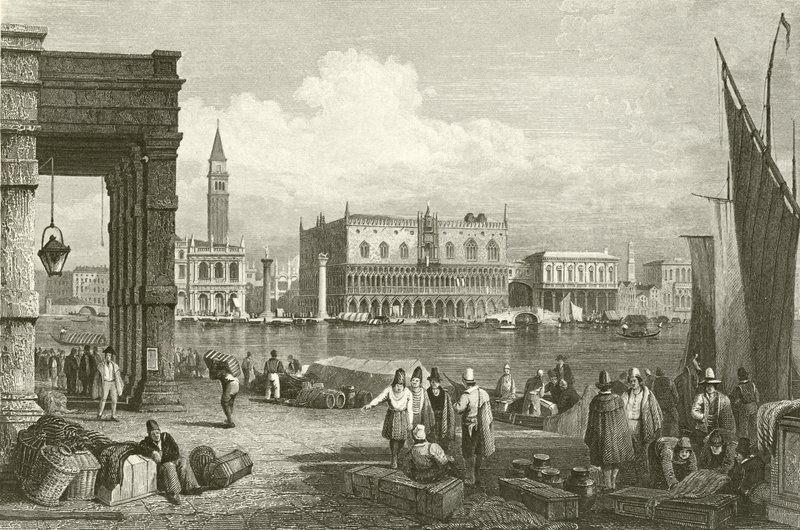 A Canal Grande és a Dózse-palota, Velence alkotó: Samuel Prout