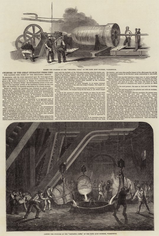 A Nagy Hidraulikus Prés hengere, amelyet a Britannia híd csöveinek emelésére használnak alkotó: Samuel Read