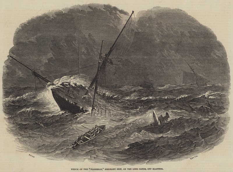 A floridai emigráns hajó roncsa a Long Sands-on, Harwich mellett alkotó: Samuel Read