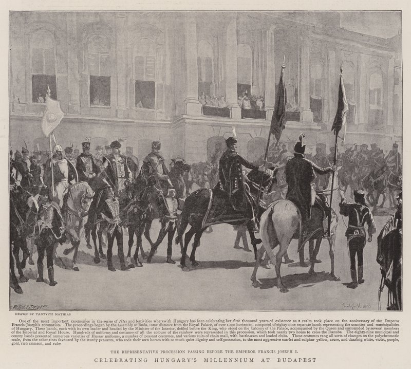 Magyarország millenniumi ünneplése Budapesten (litho) alkotó: School Hungarian