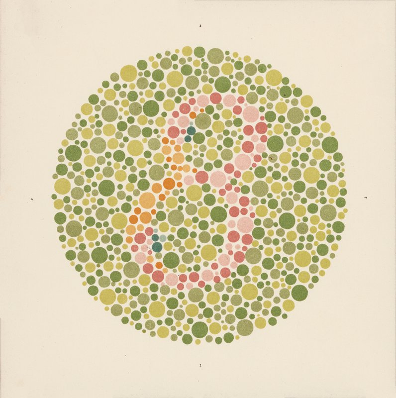 Ishihara színteszt a színvakság kimutatására. (színes litho) alkotó: School Japanese