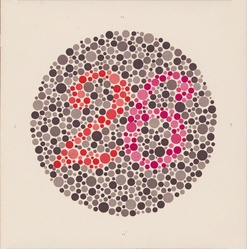 Ishihara színteszt a színvakság kimutatására. (színes litho) alkotó: School Japanese
