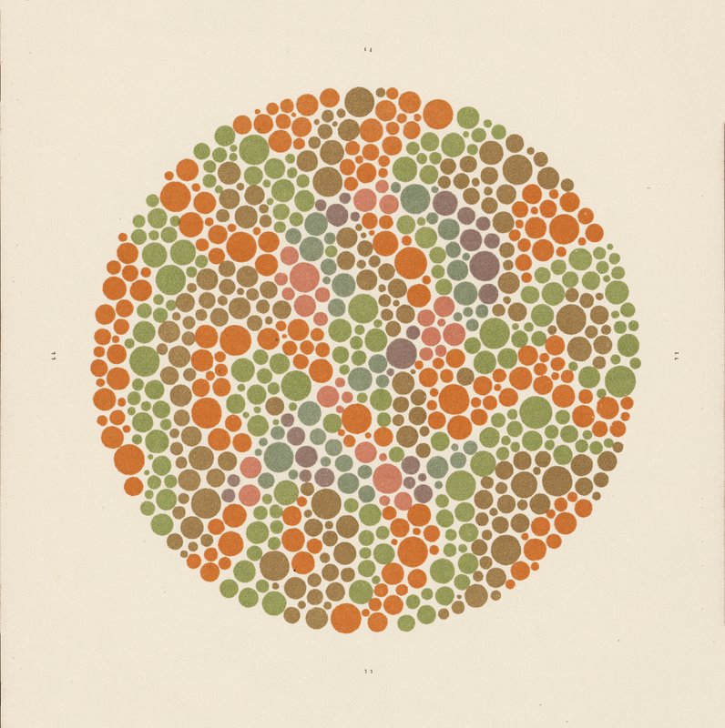 Ishihara színteszt a színvakság kimutatására. (színes litho) alkotó: School Japanese