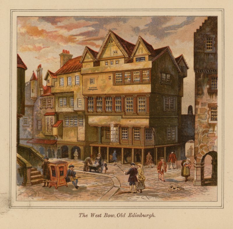 The West Bow, Old Edinburgh (színes litográfia) alkotó: Scottish School