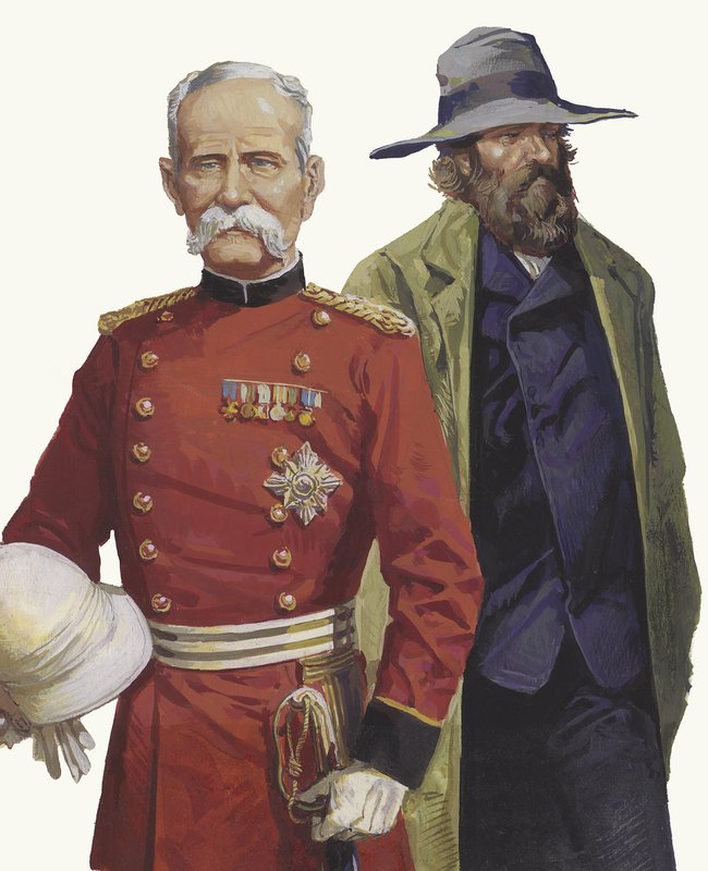 Búr háború: Lord Roberts és Pier Cronje (gouache, papír) alkotó: Severino Baraldi