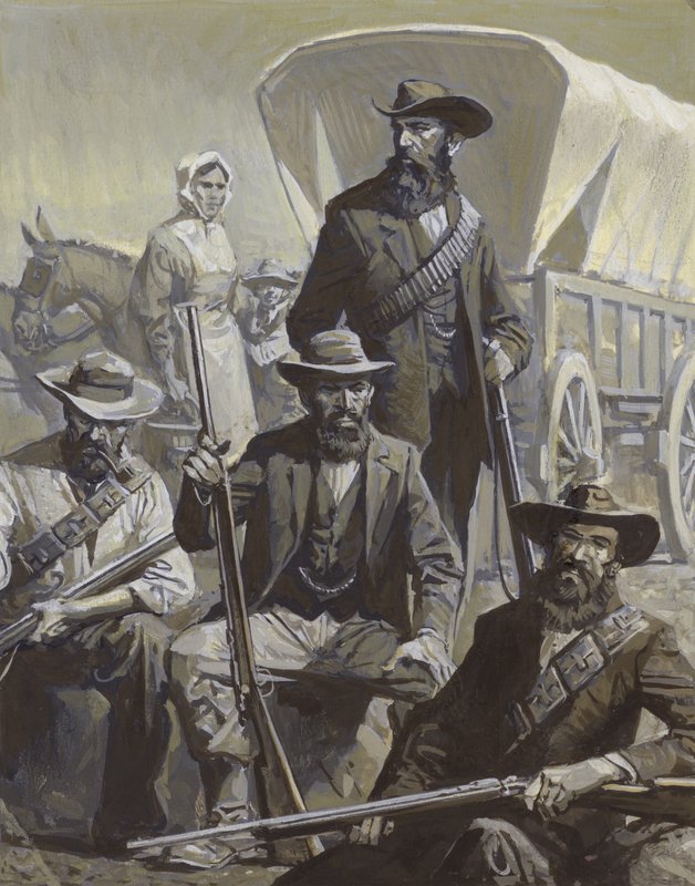 Búr katonák és szekér. alkotó: Severino Baraldi