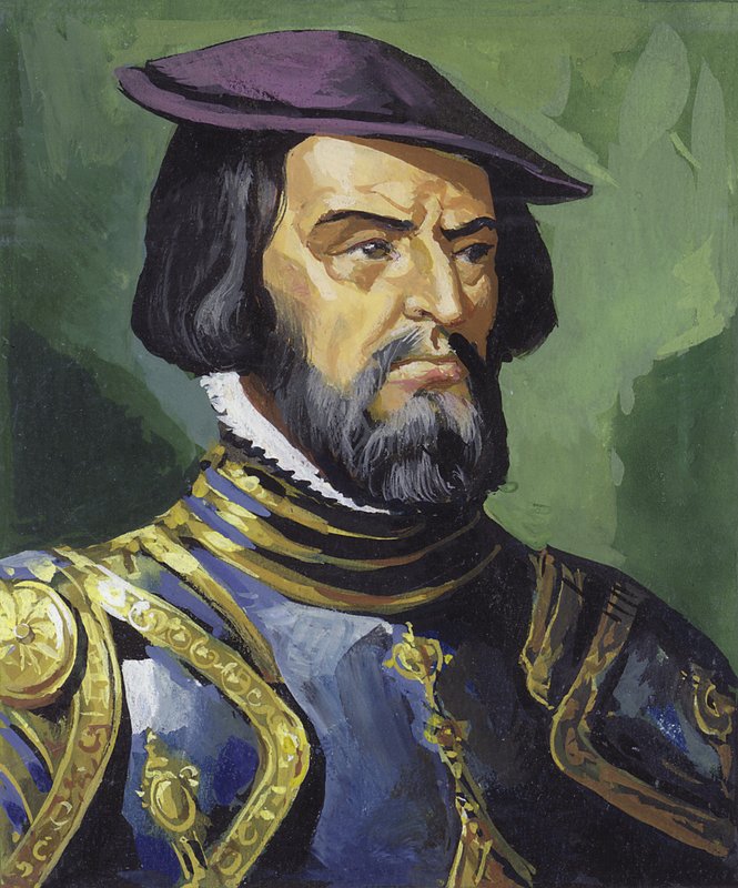 Hernando Cortes (gouache, papír) alkotó: Severino Baraldi