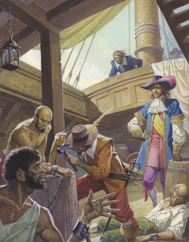 William Dampier vasra verette a lázadókat. alkotó: Severino Baraldi