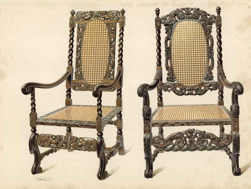 Szék, P Macquoid tulajdona; Szék, az Arthur S Cope (chromolitho) tulajdona alkotó: Shirley Charles Llewellyn Slocombe