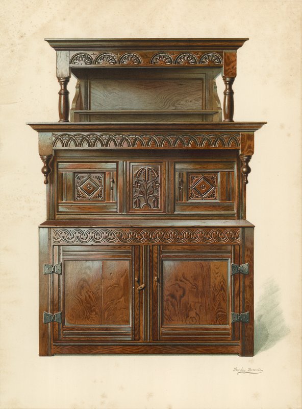 Oak Court szekrény (Tridarn), H Clarence Whaite (chromolitho) tulajdona alkotó: Shirley Charles Llewellyn Slocombe