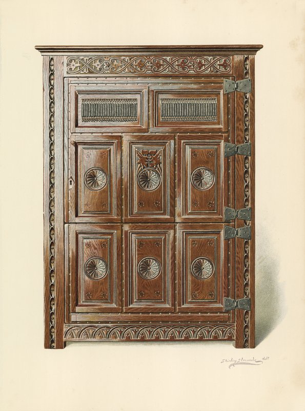 Tölgyfa szekrény (walesi) (chromolitho) alkotó: Shirley Charles Llewellyn Slocombe