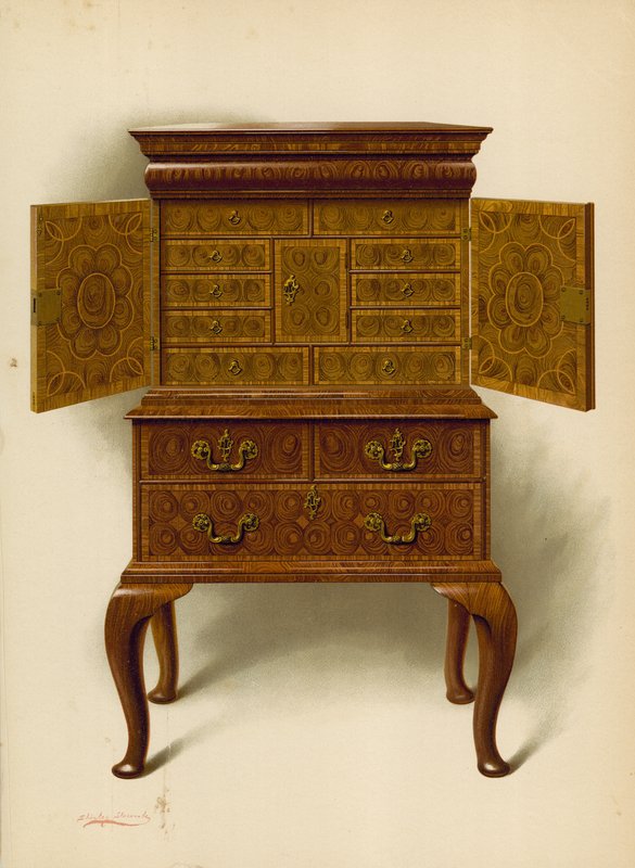 Diófa szekrény, Edward Dent tulajdona (chromolitho) alkotó: Shirley Charles Llewellyn Slocombe