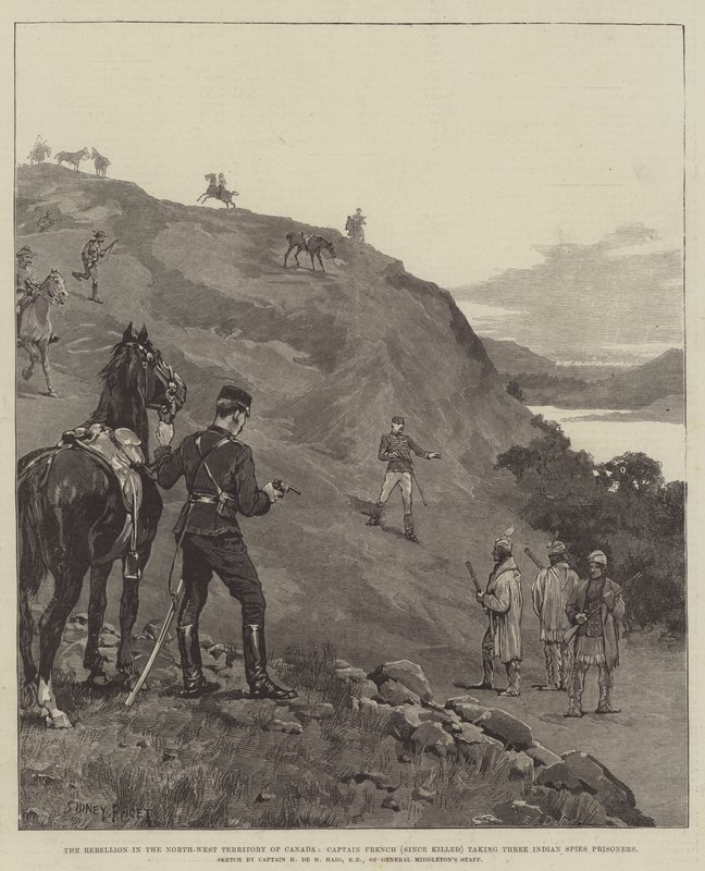 A lázadás Kanada északnyugati területén, French kapitány (azóta meghalt) három indiai kémet foglyul ejtett alkotó: Sidney Paget