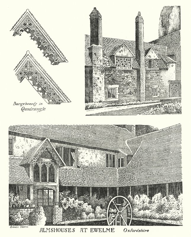 Almshouses at Ewelme, Oxfordshire (metszet) alkotó: Sidney Heath