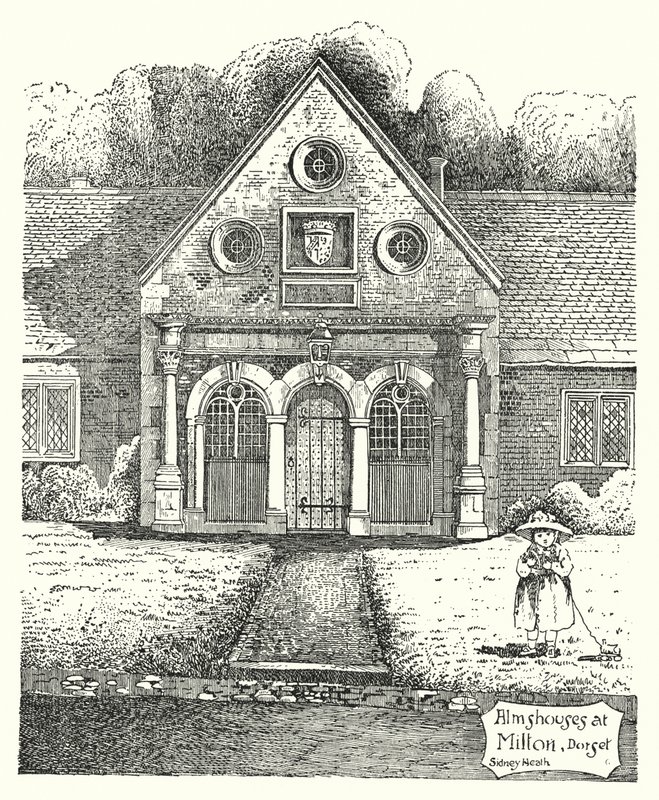 Almshouses at Milton, Dorset (metszet) alkotó: Sidney Heath